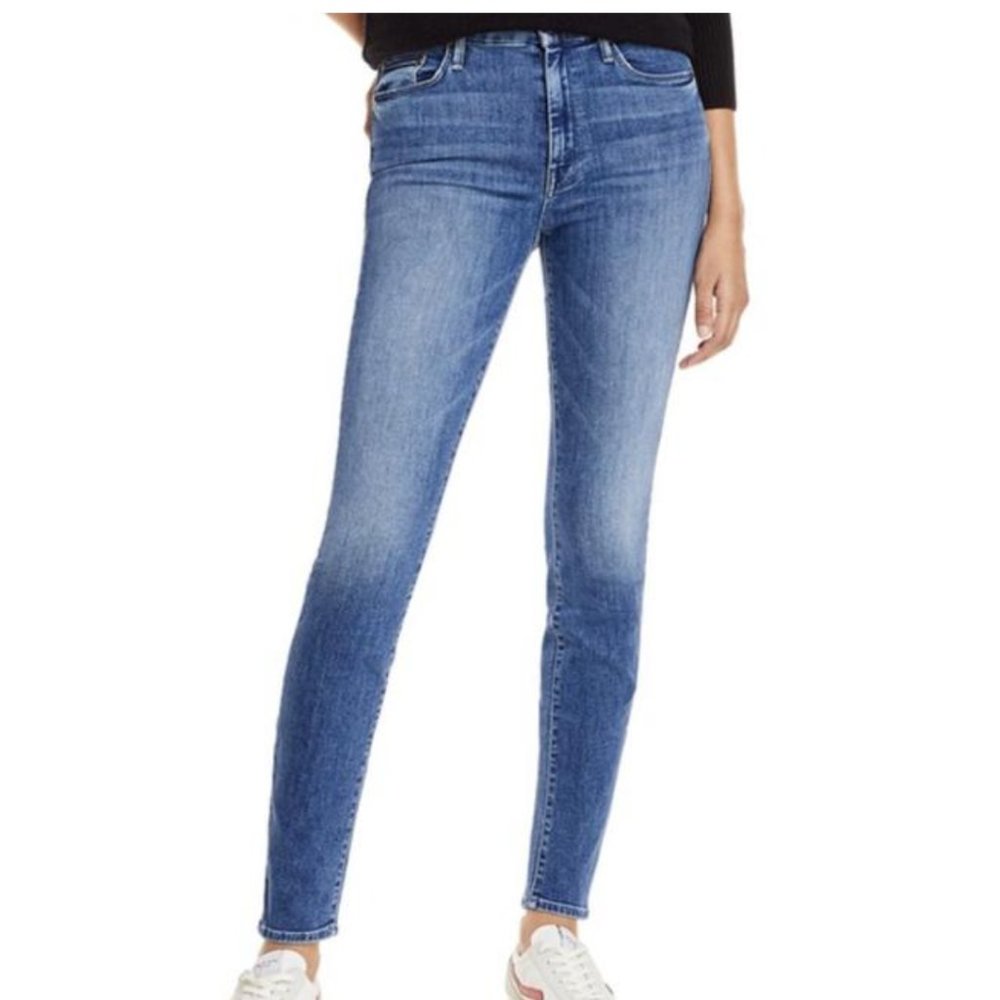 Mother The Looker Crop Skinny Jeans Medium Wash Blue high rise